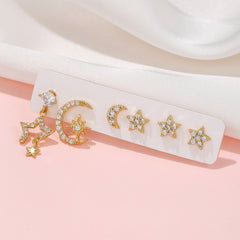 Star & Moon Stackable Earrings Set