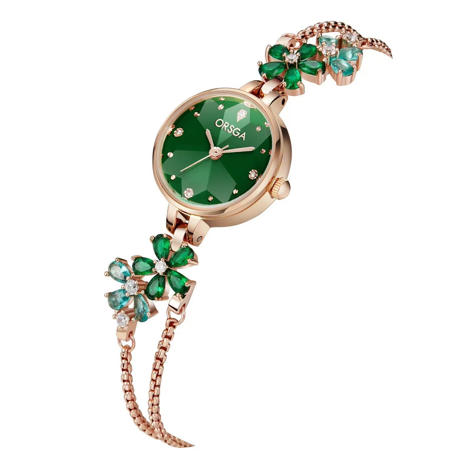 Water-Resistant Floral Bracelet Watch