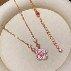 Dainty Pink Clover Bracelet Set