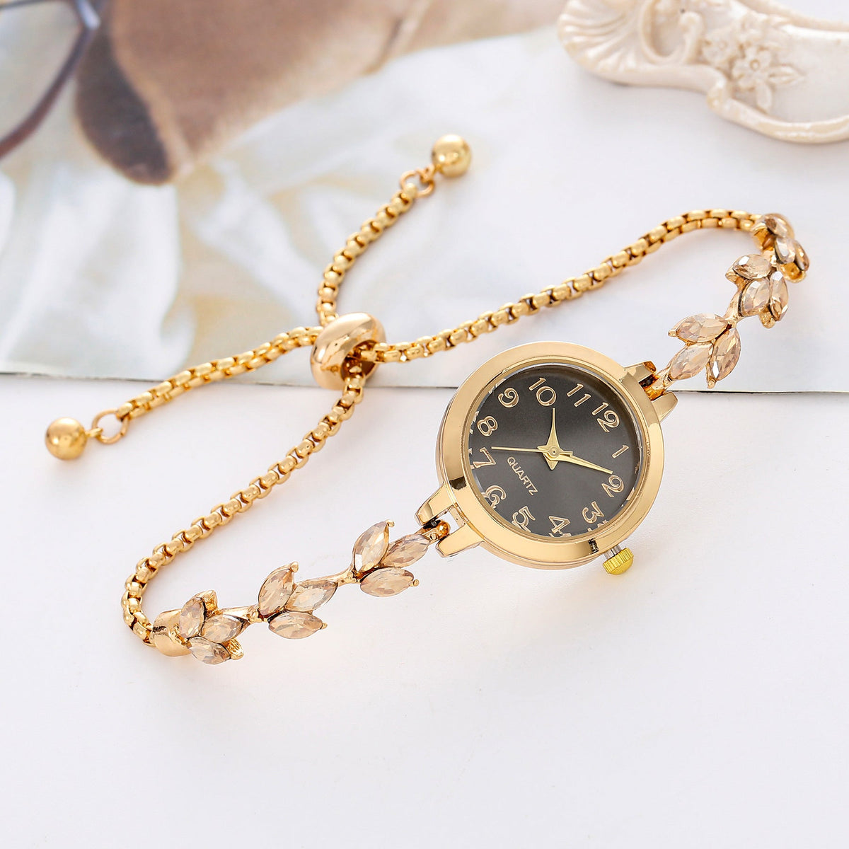 Sparkling Leaf Bracelet Watch