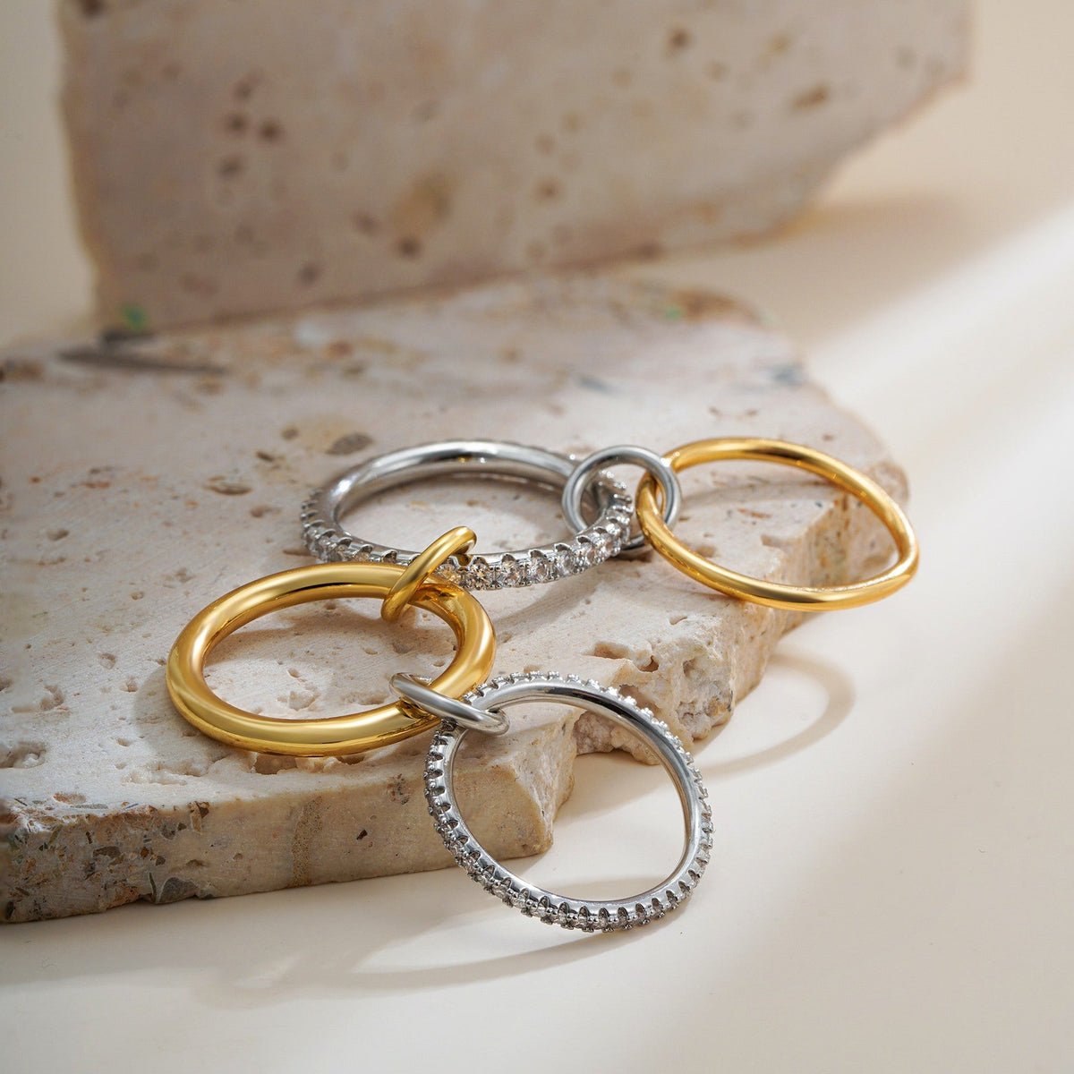 4-Layer Interlocking Zircon Ring