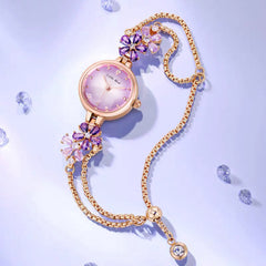 Water-Resistant Floral Bracelet Watch