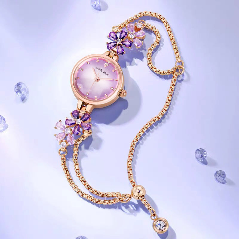Water-Resistant Floral Bracelet Watch