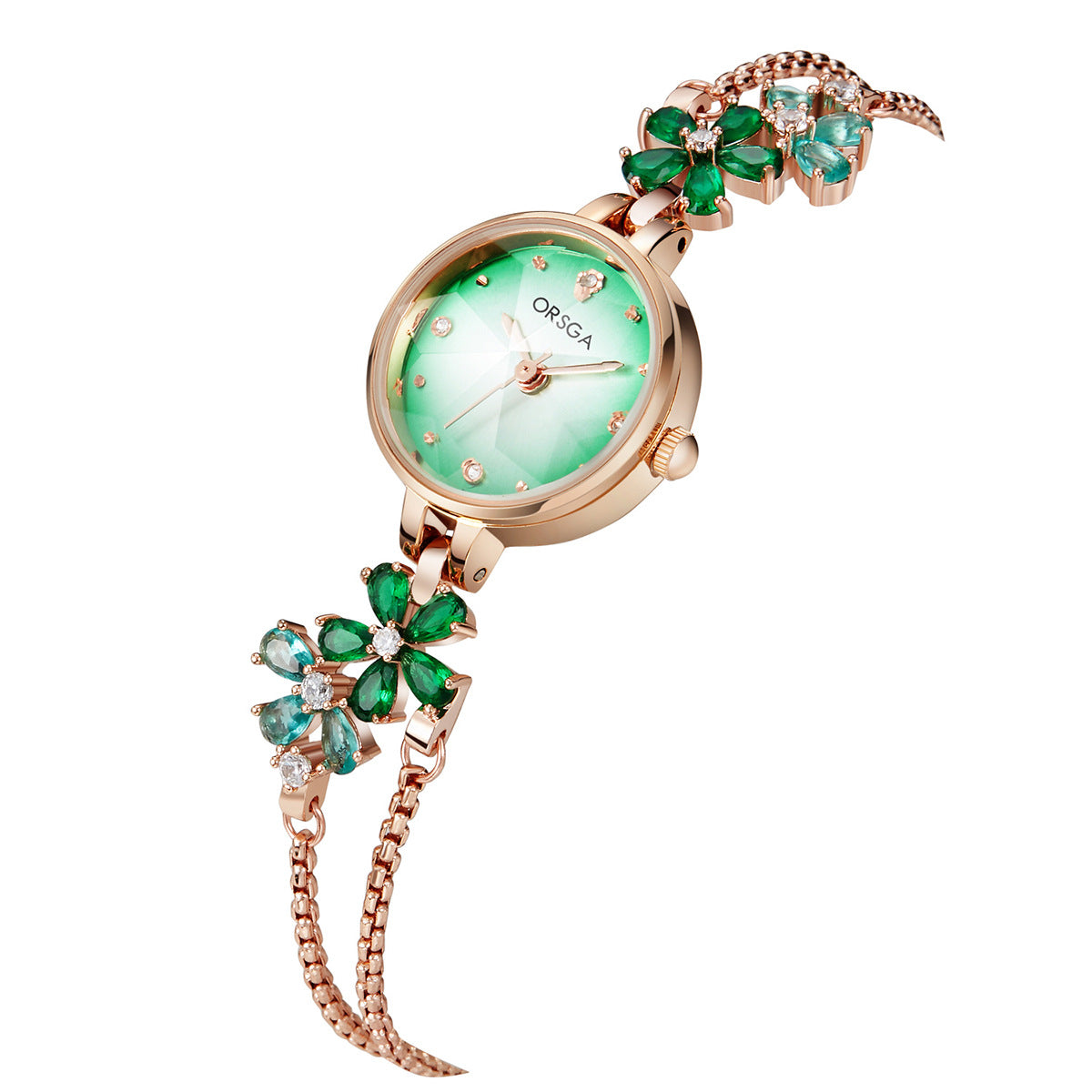 Water-Resistant Floral Bracelet Watch