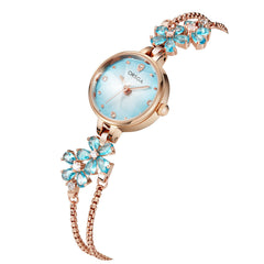 Water-Resistant Floral Bracelet Watch