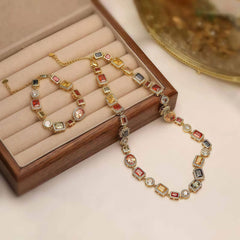 Colourful Square Crystal Necklace
