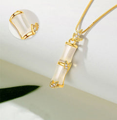 White Jade Bamboo Necklace