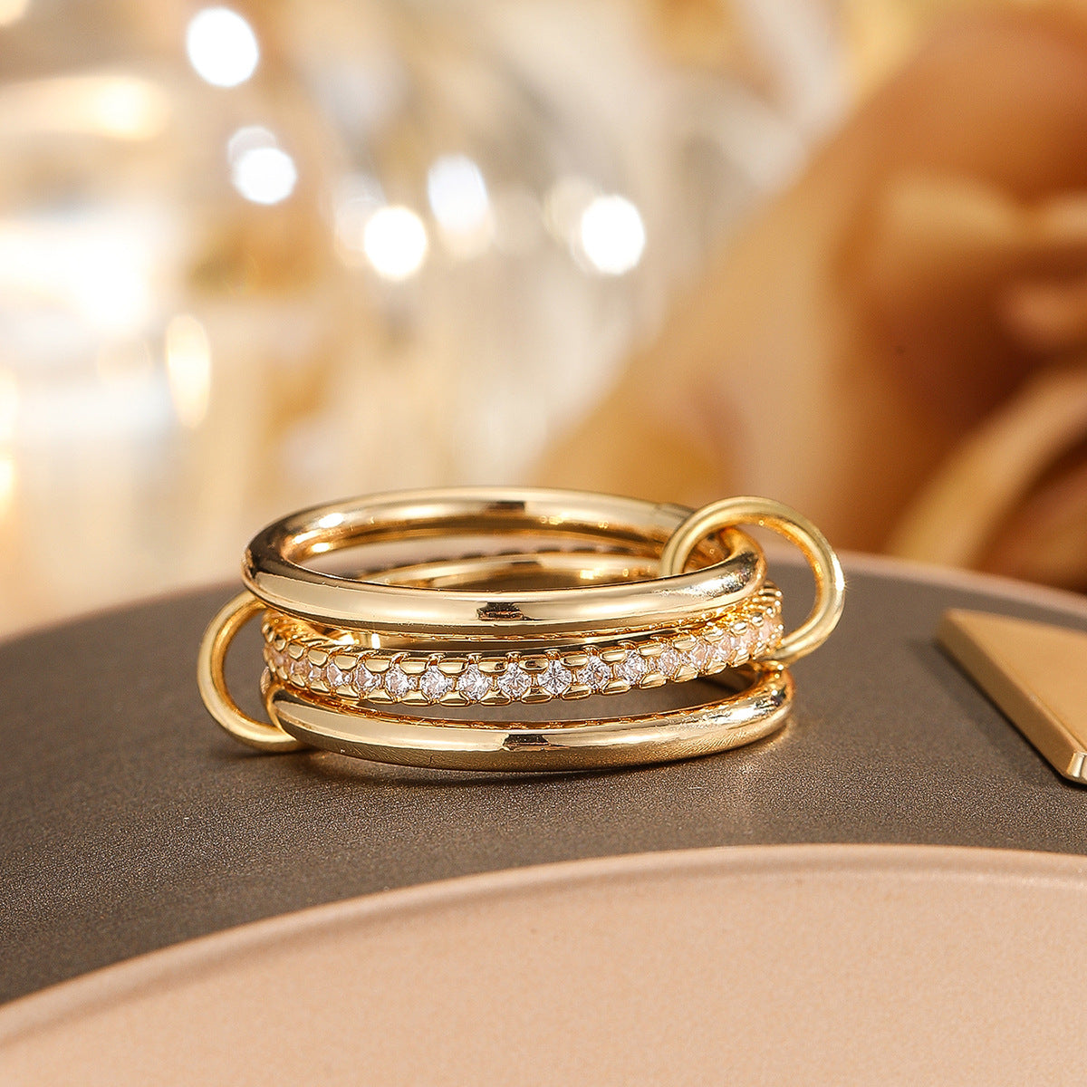 Triple Interlocking Zircon Ring