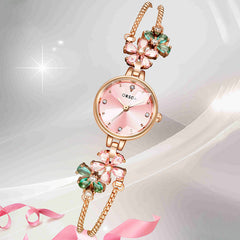 Water-Resistant Floral Bracelet Watch