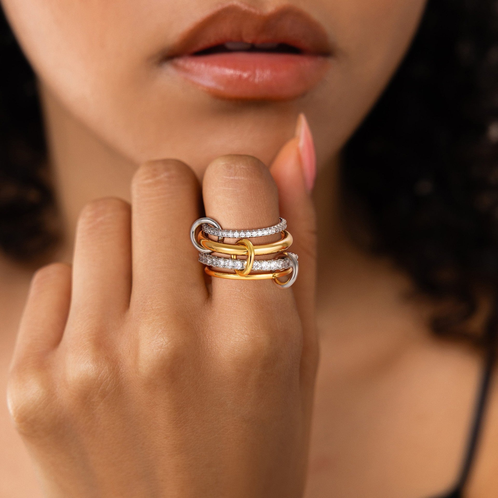 4-Layer Interlocking Zircon Ring