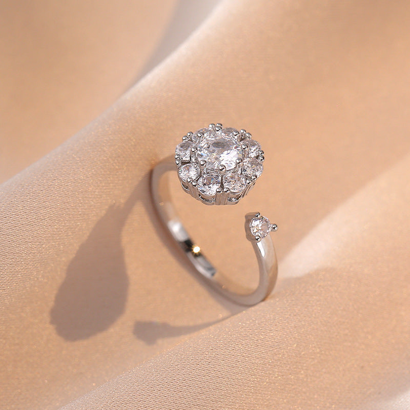 Spinning CZ Open Ring