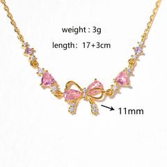 Pink Bow Crystal Stacking Bracelet Set