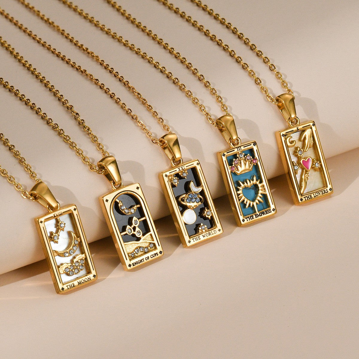 Tarot Card Enamel Necklace
