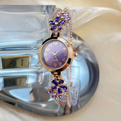 Crystal Floral Bracelet Watch