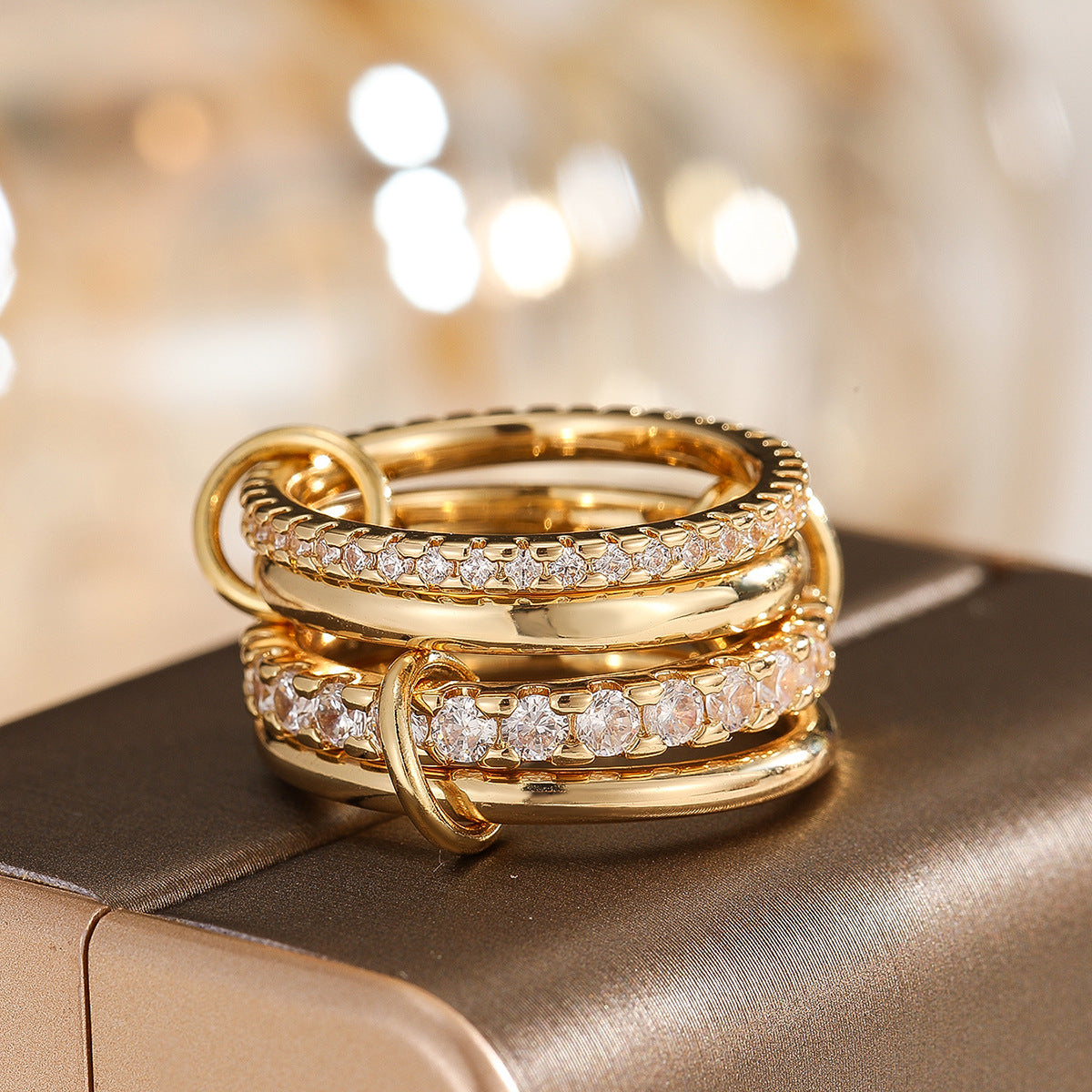 4-Layer Interlocking Zircon Ring