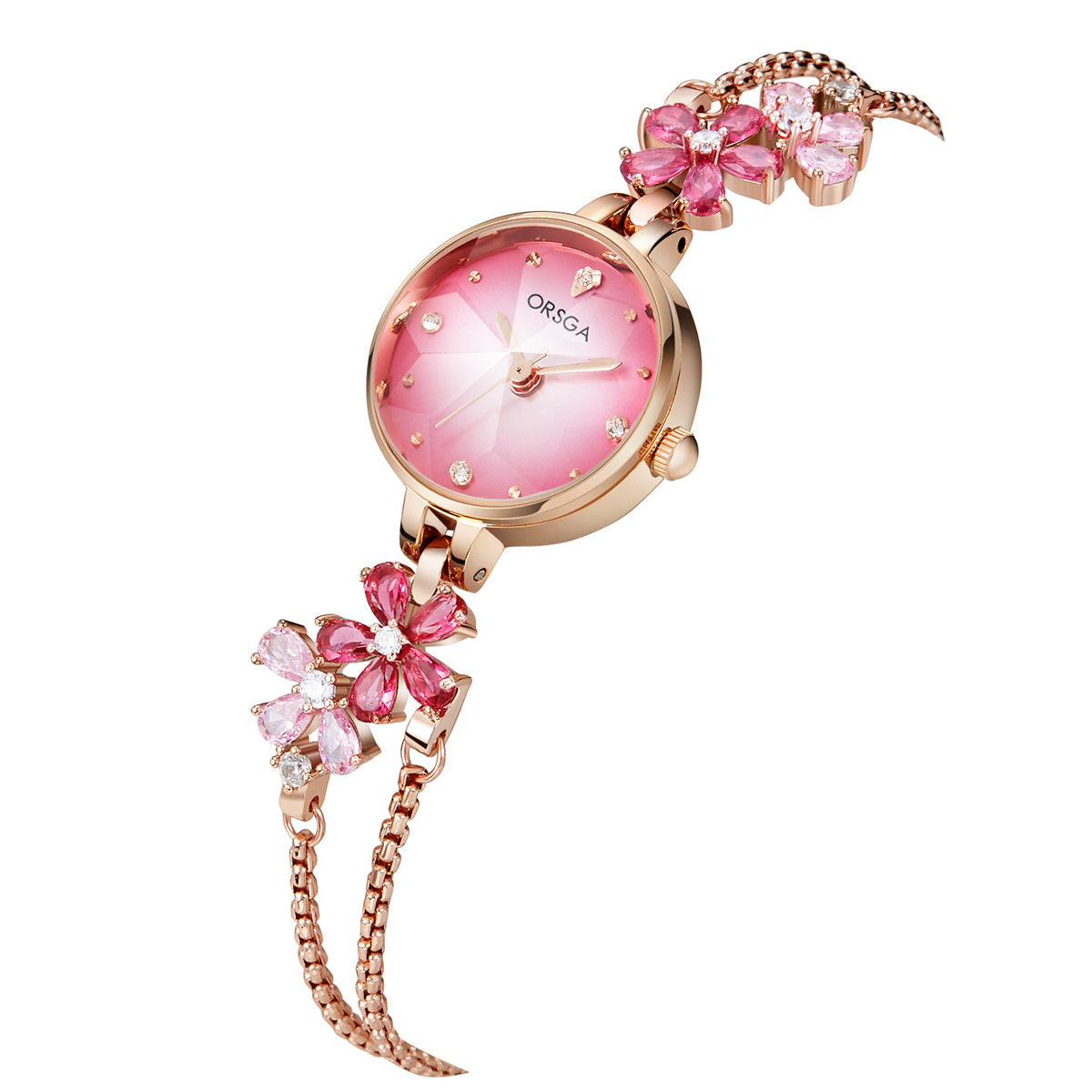 Water-Resistant Floral Bracelet Watch