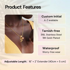 Initial & Heart Zircon Necklace