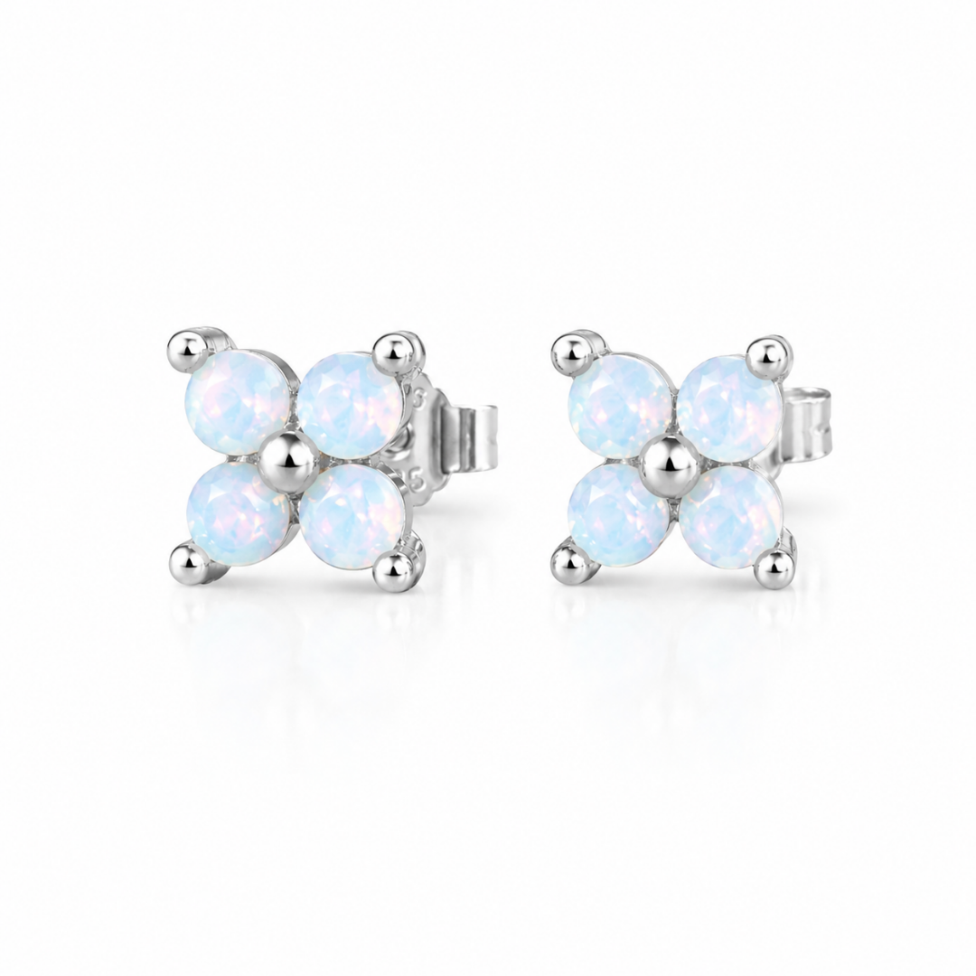 Opal Clover Stud Earrings
