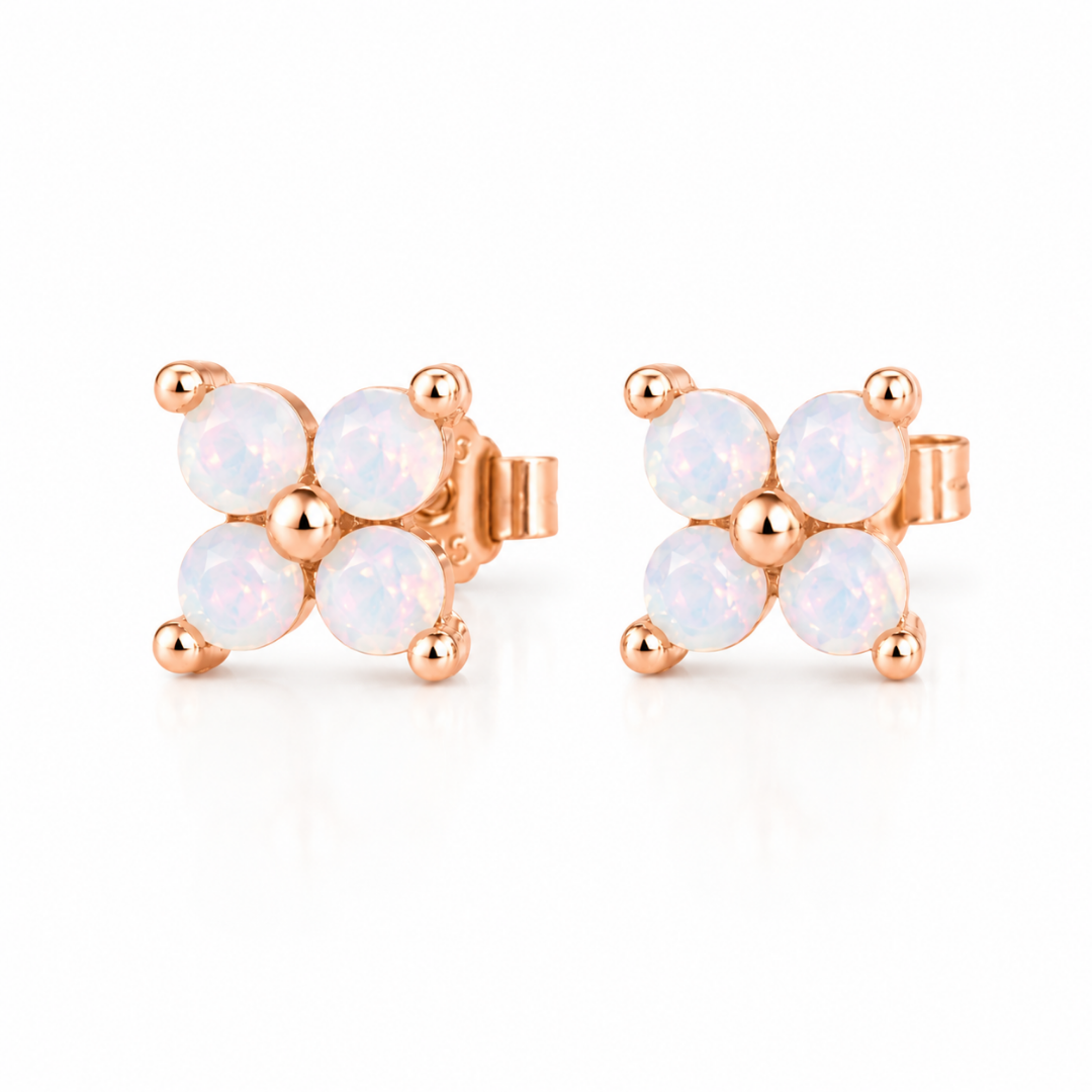 Opal Clover Stud Earrings