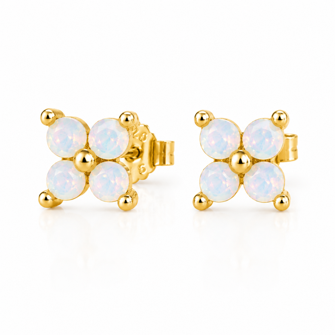Opal Clover Stud Earrings