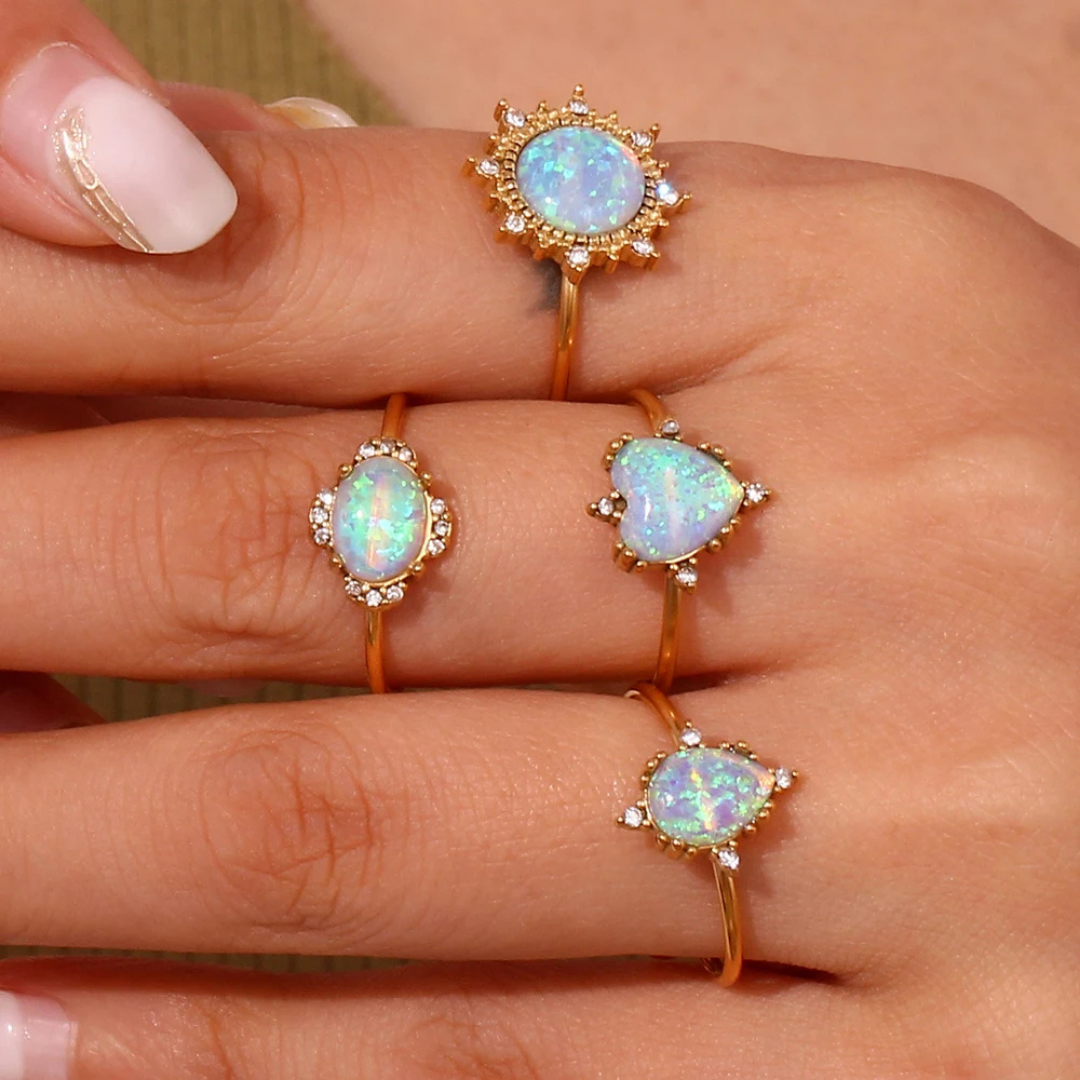 Opal Charm Ring