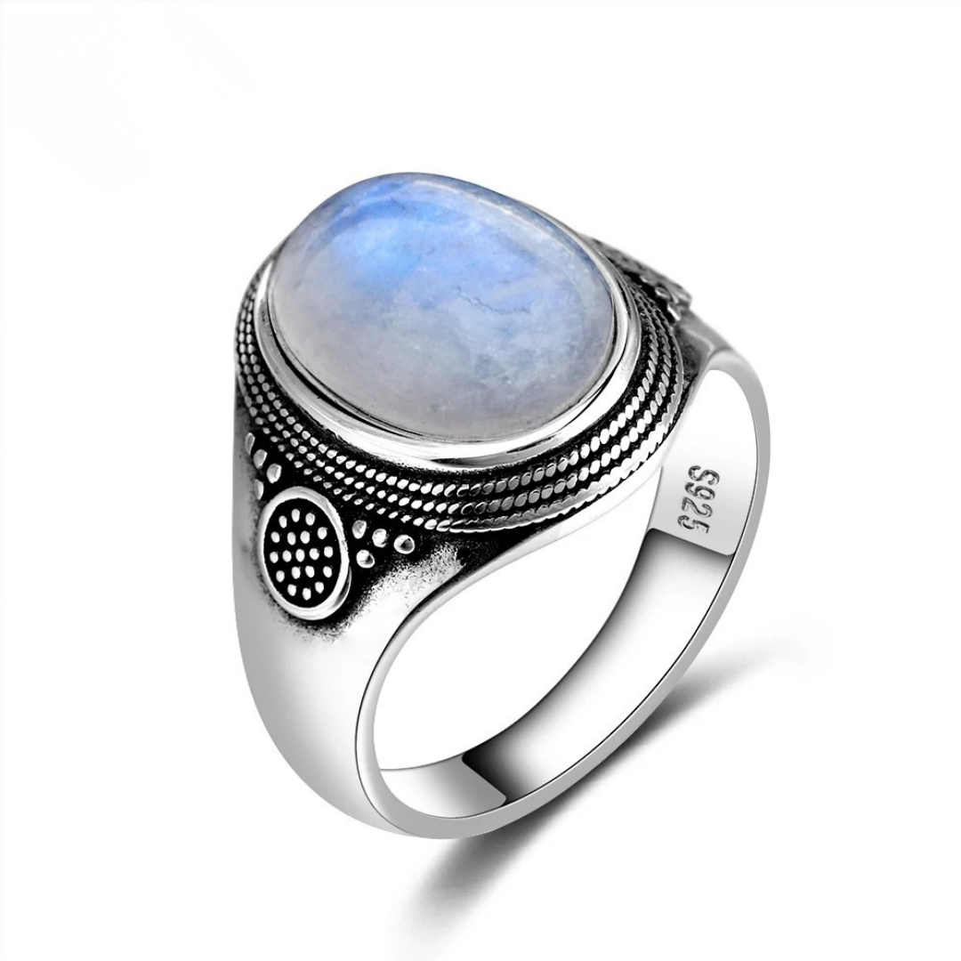 Oval Moonstone Retro Silver Ring