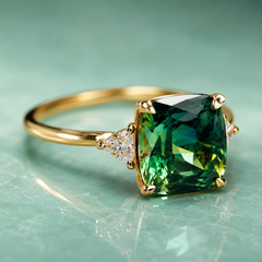Luck - Green Zirconia Ring in Gold