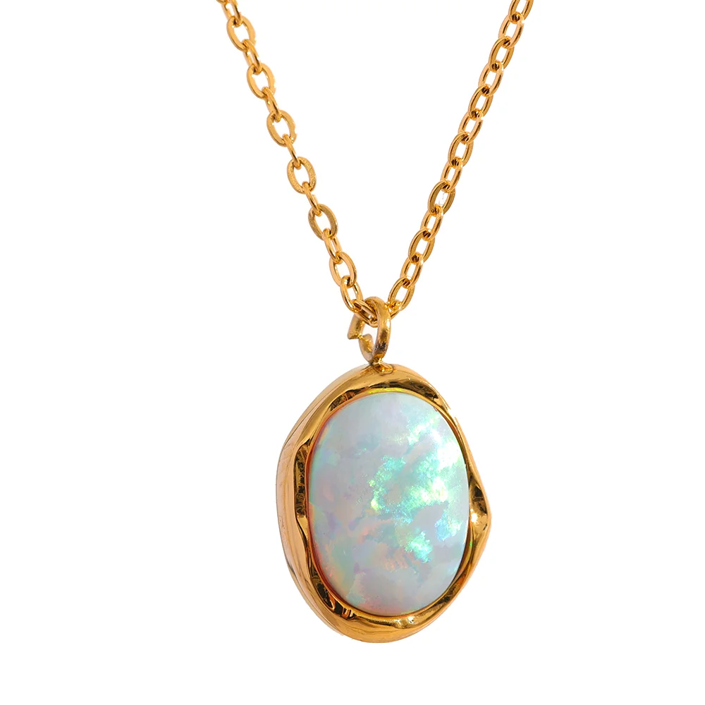 Minimalist Opal Pendant Necklace