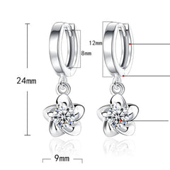 Sterling Silver Earrings with Purple and White Zircons