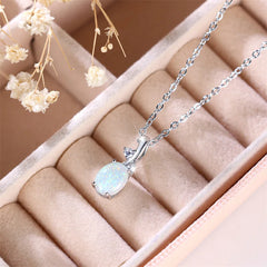 Oval Opal Pendant Necklace