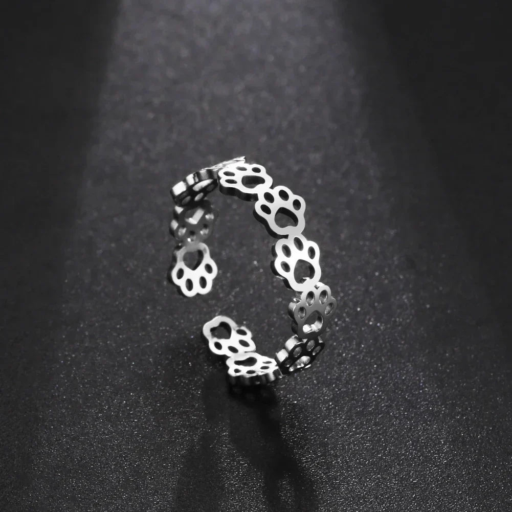Adjustable Paw Print Ring – Made of Stainless Steel