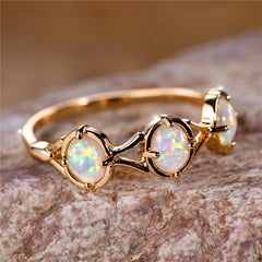 Boho White Opal Ring