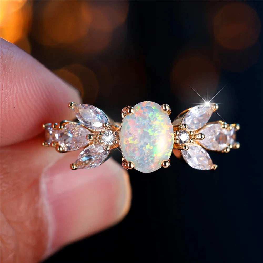 Crystal Opal Zirconia Ring