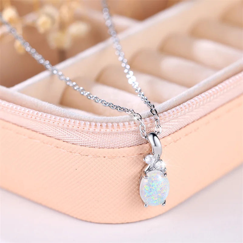 Oval Opal Pendant Necklace
