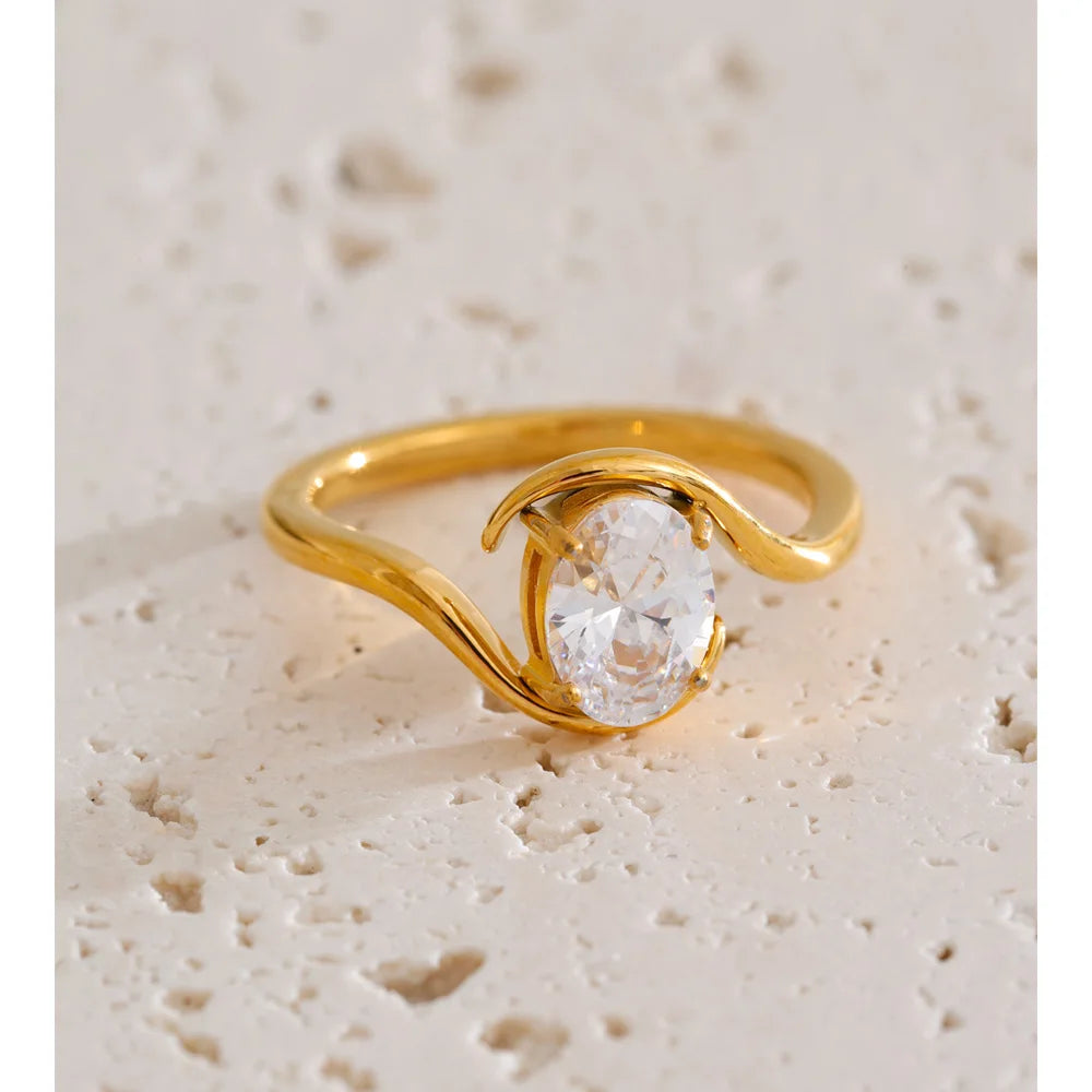 Zirconia Opal Stainless Steel Ring