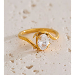 Zirconia Opal Stainless Steel Ring