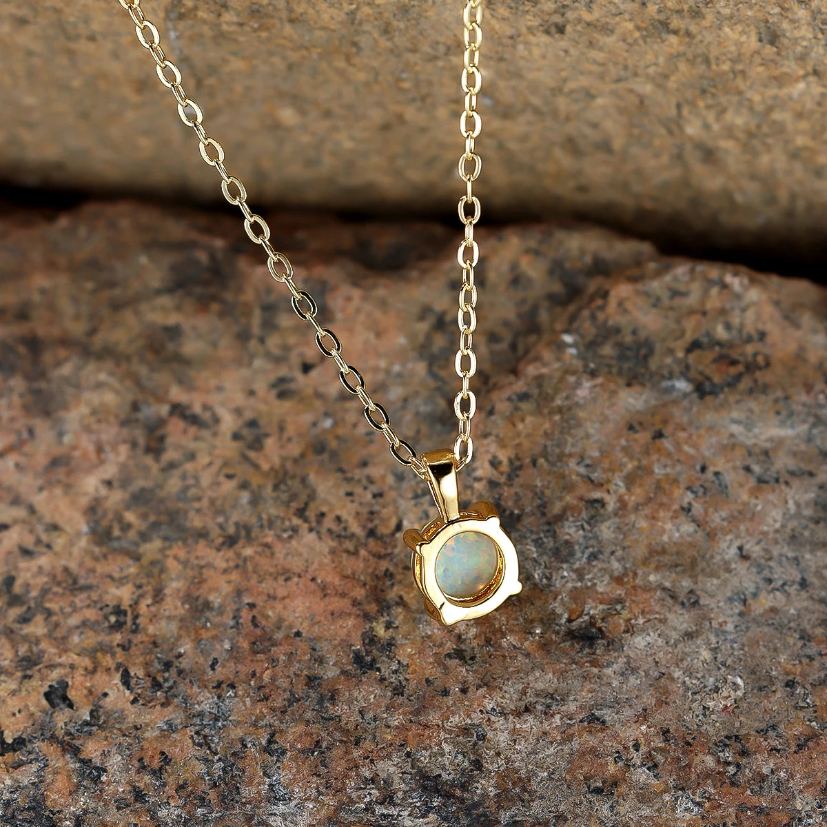 Round Opal Pendant Necklace