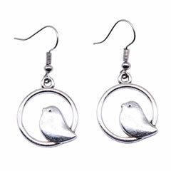 Vintage Bird Charm Drop Earrings – Handmade Boho Jewelry