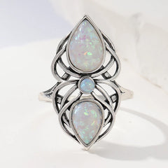 Waterdrop Opal Leaf Ring