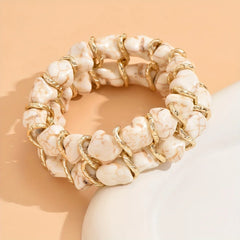 Turquoise Stone Woven Gold Bracelet