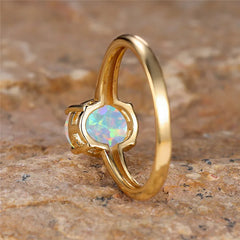 Oval White Opal Egg Ring