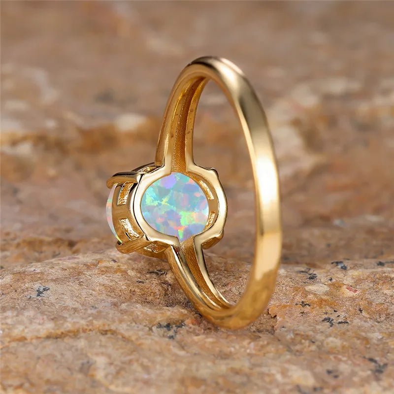 Oval White Opal Egg Ring