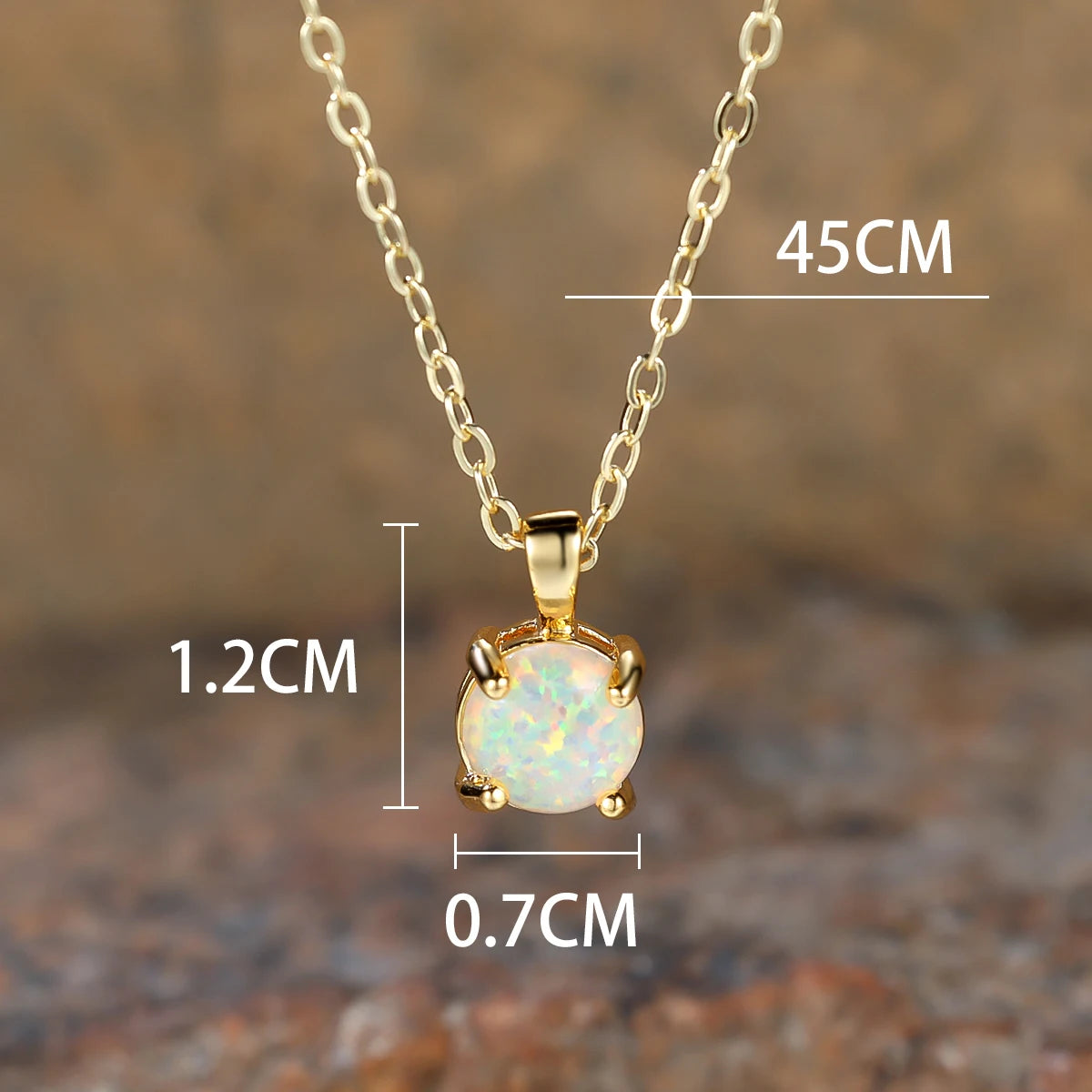 Round Opal Pendant Necklace