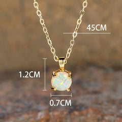Round Opal Pendant Necklace