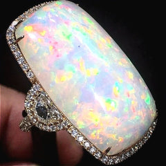 Synthetic Opal Gold Band Ring