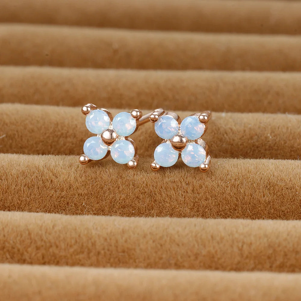 Opal Clover Stud Earrings