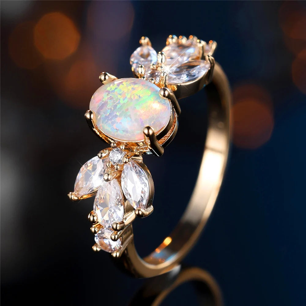 Crystal Opal Zirconia Ring