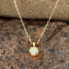 Round Opal Pendant Necklace