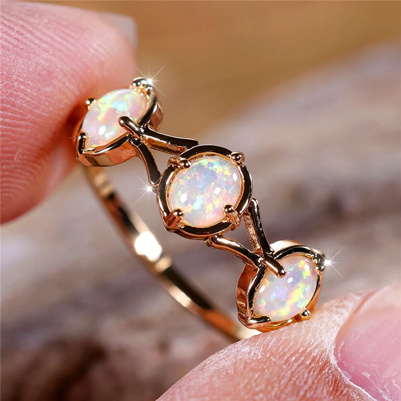 Boho White Opal Ring