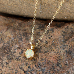Round Opal Pendant Necklace